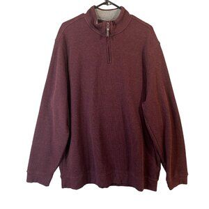 Tasso Elba Men's Size XXL 2XL Red Mock Neck 1/4 Zip Sweater GUC